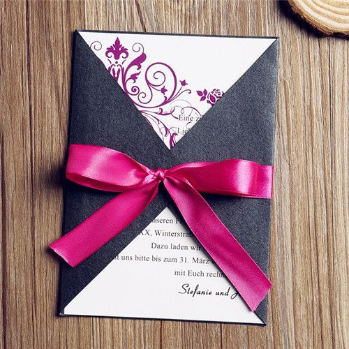 Günstige Einladungskarten Hochzeit
 Romantisch Schleife Einsteckkarte Einladungen Hochzeit