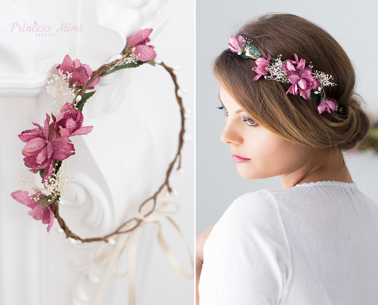 Haarschmuck Hochzeit Blumen
 Haarschmuck & Kopfputz Blumenkranz Boho Hochzeit Blumen