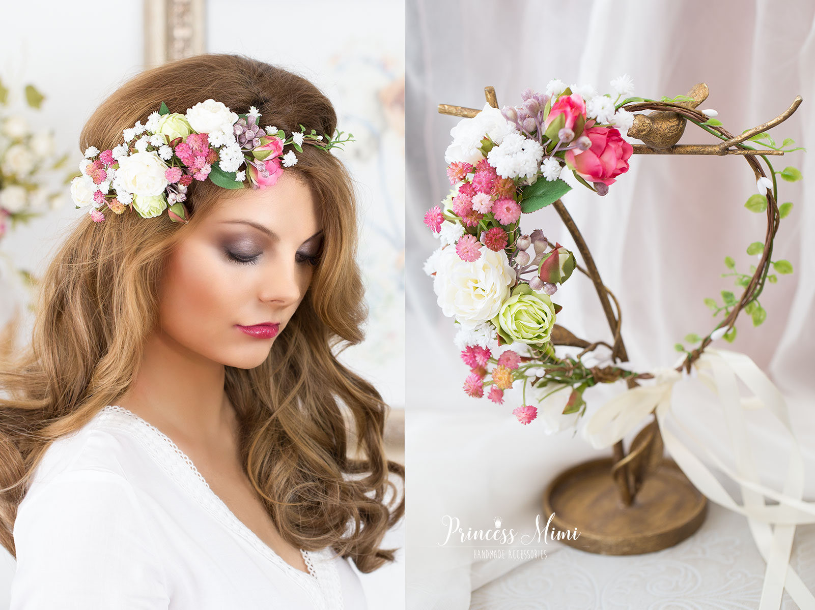 Haarschmuck Hochzeit Blumen
 Braut Blumenkranz Haarkranz Hochzeit Haarband Blumen