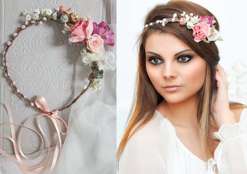 Haarschmuck Hochzeit Blumen
 Haarschmuck & Kopfputz Blumenkranz Hochzeit Haarband