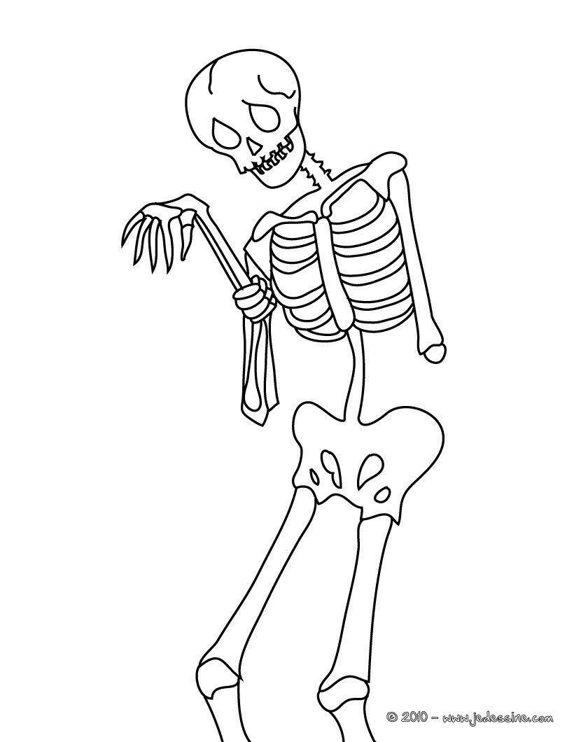 Halloween Ausmalbilder Skelett
 Coloriages coloriage squelette bras cassé gratuit fr