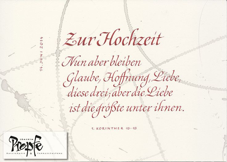 Handlettering Hochzeit
 Trauspruch zur Hochzeit Größe ca A4 Kalligrafie