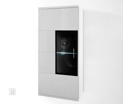 Hängeschrank Weiß Hochglanz Wohnzimmer
 Design Hochglanz Vitrine in weiss Wohnwand Hängeschrank