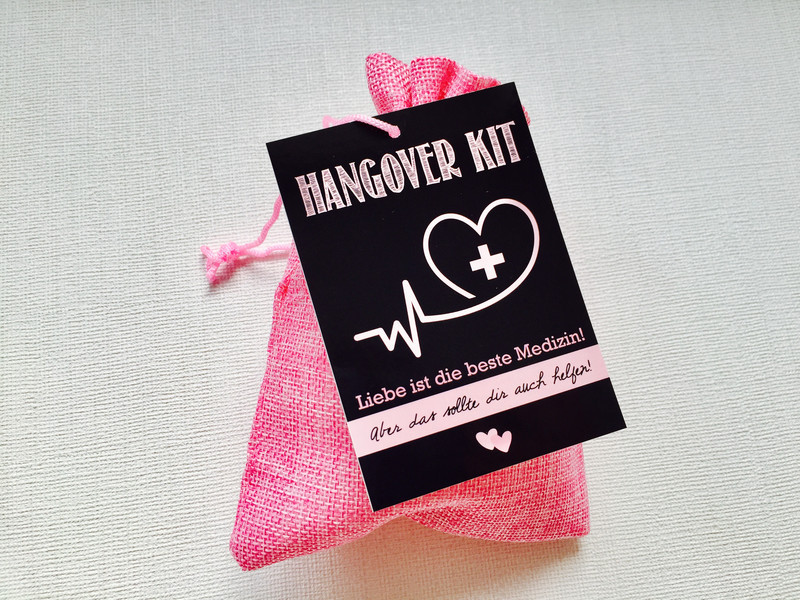 Hangover Kit Hochzeit
 Gastgeschenke 50 Karten Hangover Kit für