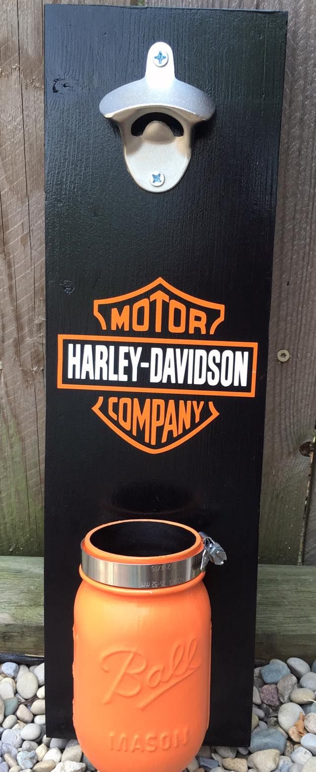 Harley Davidson Geschenke
 Harley Davidson wall mounted bottle opener with mason jar