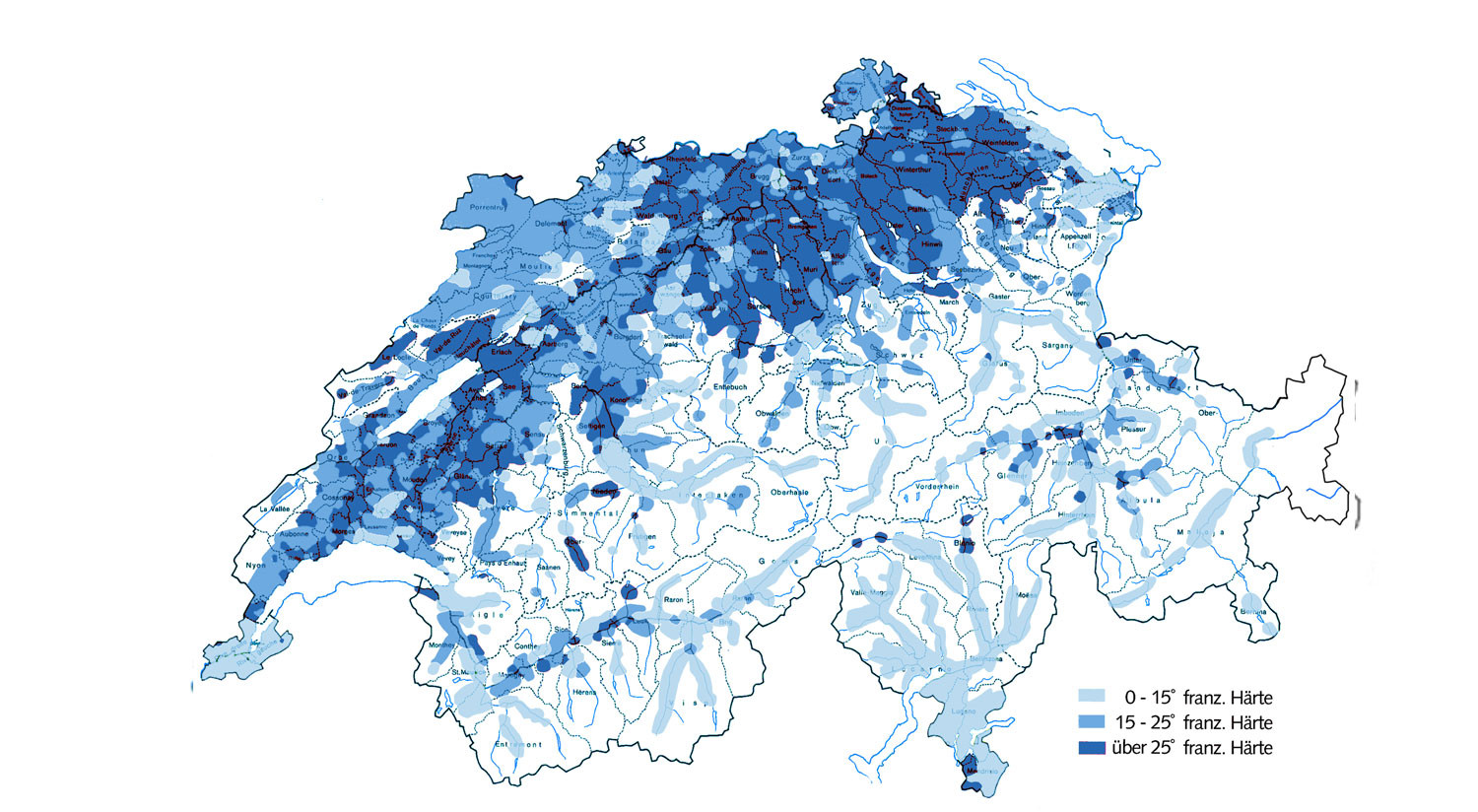 Härtegrad Wasser Tabelle
 Trinkwasser SVGW Trinkwasser Qualität