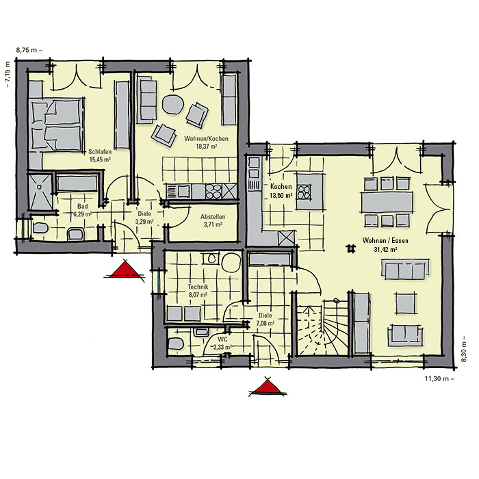 Haus Mit Einliegerwohnung
 Fertighaus mit Einliegerwohnung GUSSEK HAUS