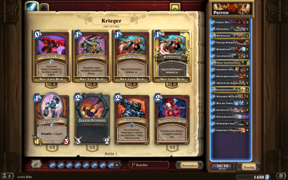 Hearthstone Krieger Deck
 Hearthstone Grim Patron Krieger Bilder Screenshots