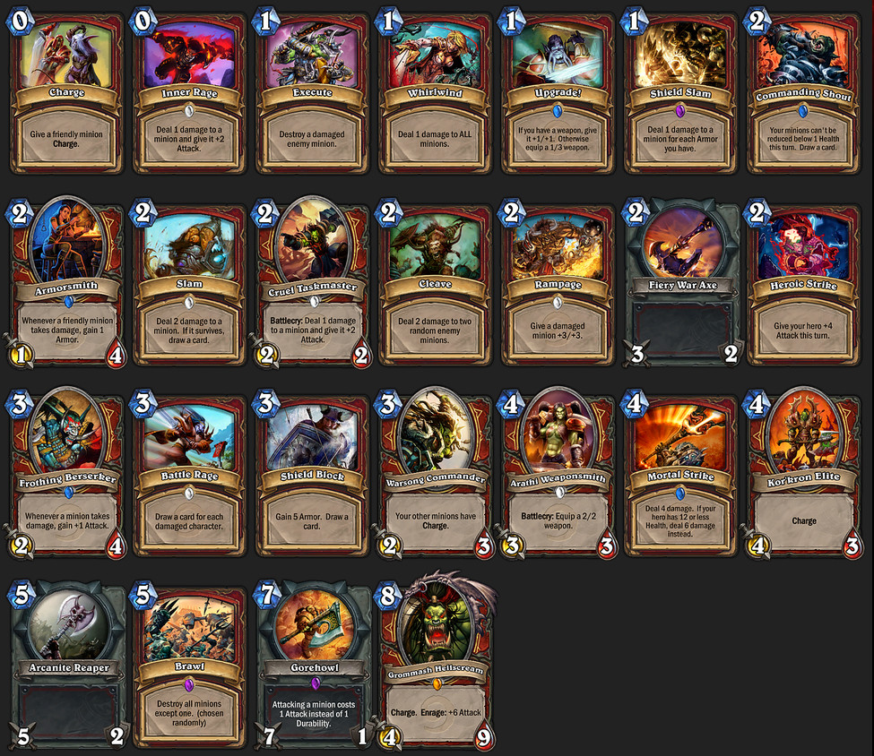 Hearthstone Krieger Deck
 HS Hearthstone Klassen Karten Deck Übersicht Krieger