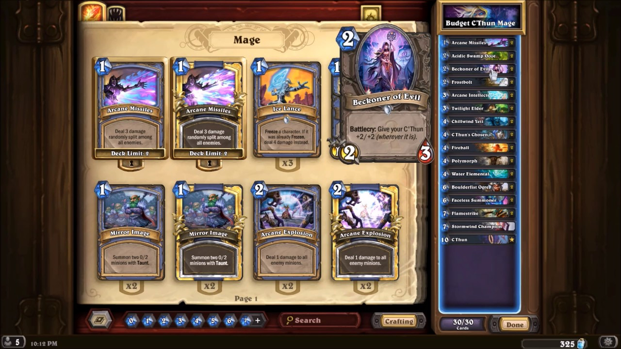 Hearthstone Mage Deck
 Hearthstone Bud C Thun Mage Deck For Beginners