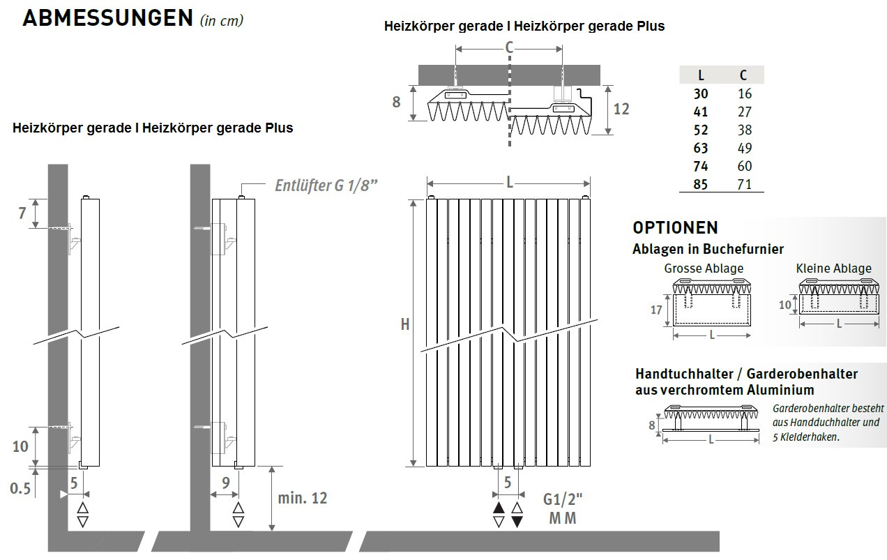 Heizkörper Maße Tabelle
 Garderoben Design Heizkörper mit Garderobenhalter und