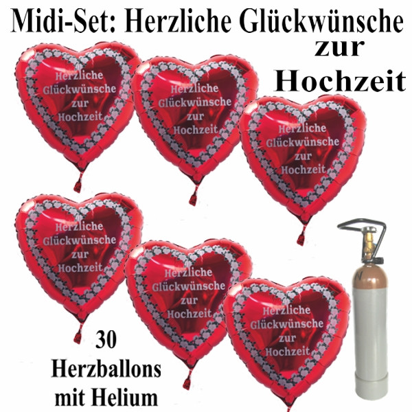 Herzliche Glückwünsche Zur Hochzeit
 Ballonsupermarkt lineshop Midi Set 30 Herzballons