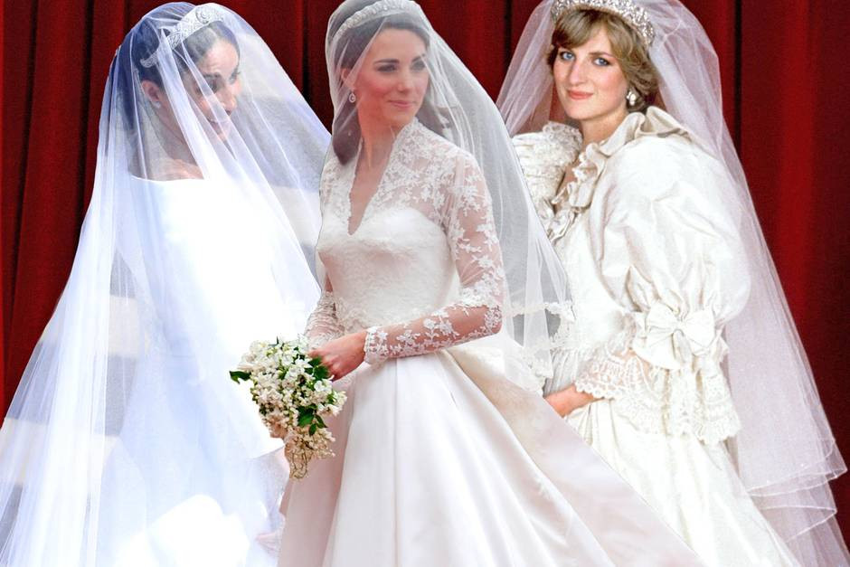 Herzogin Kate Hochzeitskleid
 Diana Kate Meghan So blieben ihre Brautkleider geheim