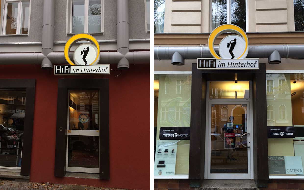 Hifi Im Hinterhof
 Firmenschilder „Hifi im Hinterhof“