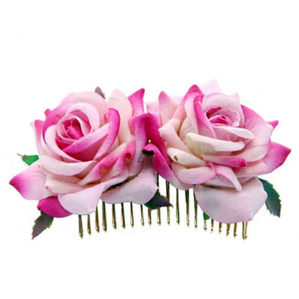 Hochzeit Annulieren
 Handgemachte rote Rose Blume Haar Kamm Haarnadel