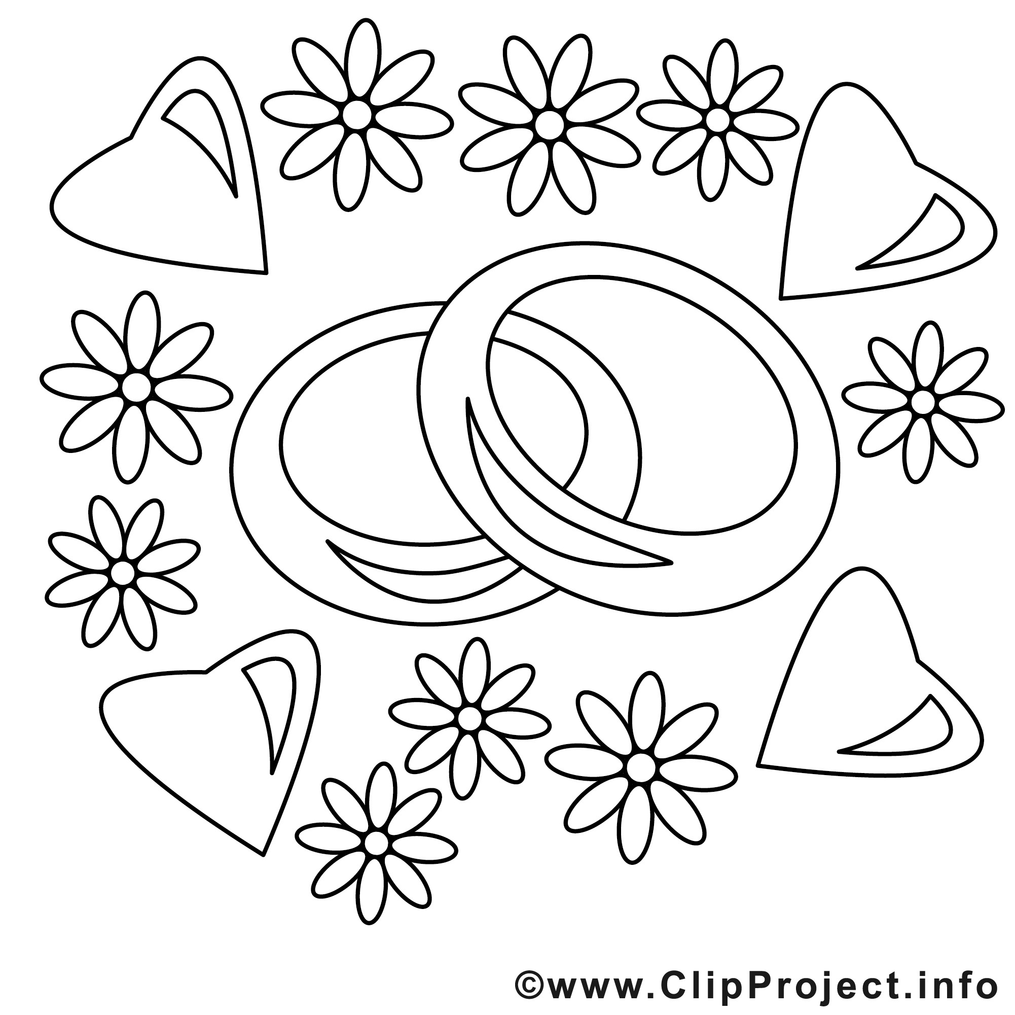 Hochzeit Ausmalbilder
 Eheringe Clipart Bild zum Ausmalen