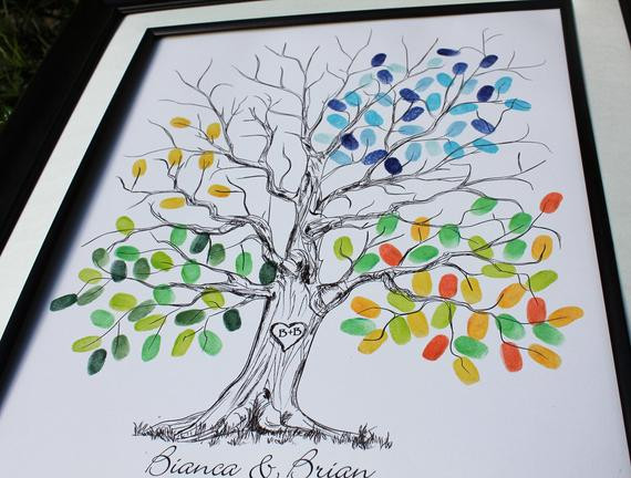 Hochzeit Baum Fingerabdruck
 Fingerprint Wedding Tree ink pad Thumbprints tree foliage