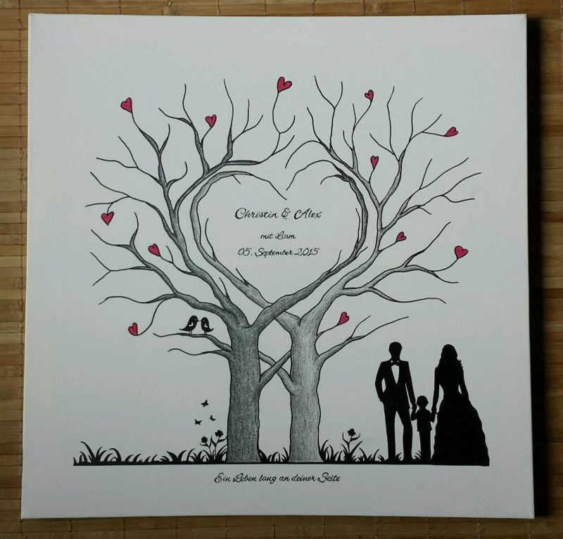 Hochzeit Baum Fingerabdruck
 Herz Wedding Tree Hochzeit Baum Gästebuch Fingerabdruck