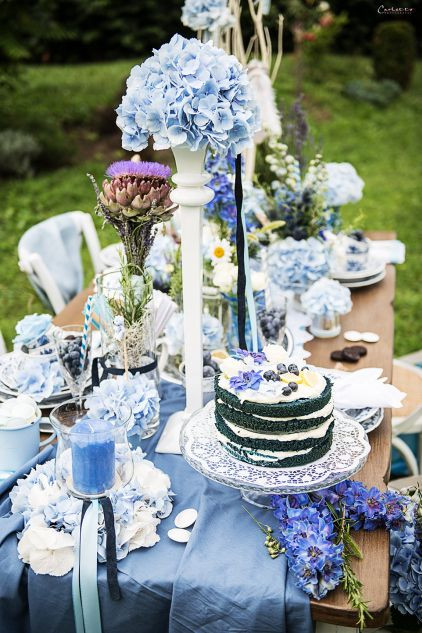 Hochzeit Blau
 Tischdeko in der Farbe blau Hochzeit