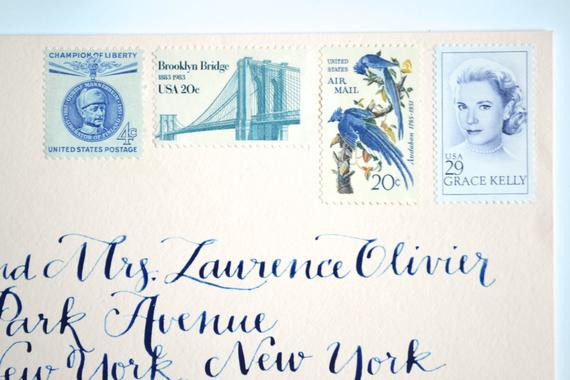 Hochzeit Briefmarken
 Hochzeit Briefmarken blaue und weiße New York City Vintage