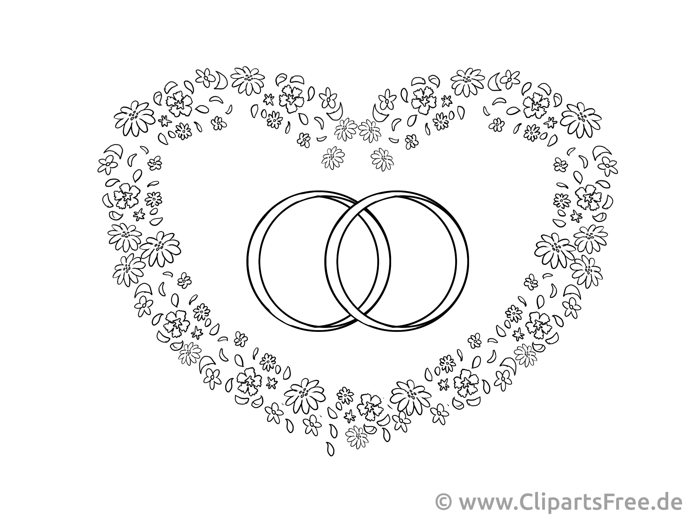 Hochzeit Clipart Herz
 Herz und Trauringe Zeichnung Clipart Bild kostenlos