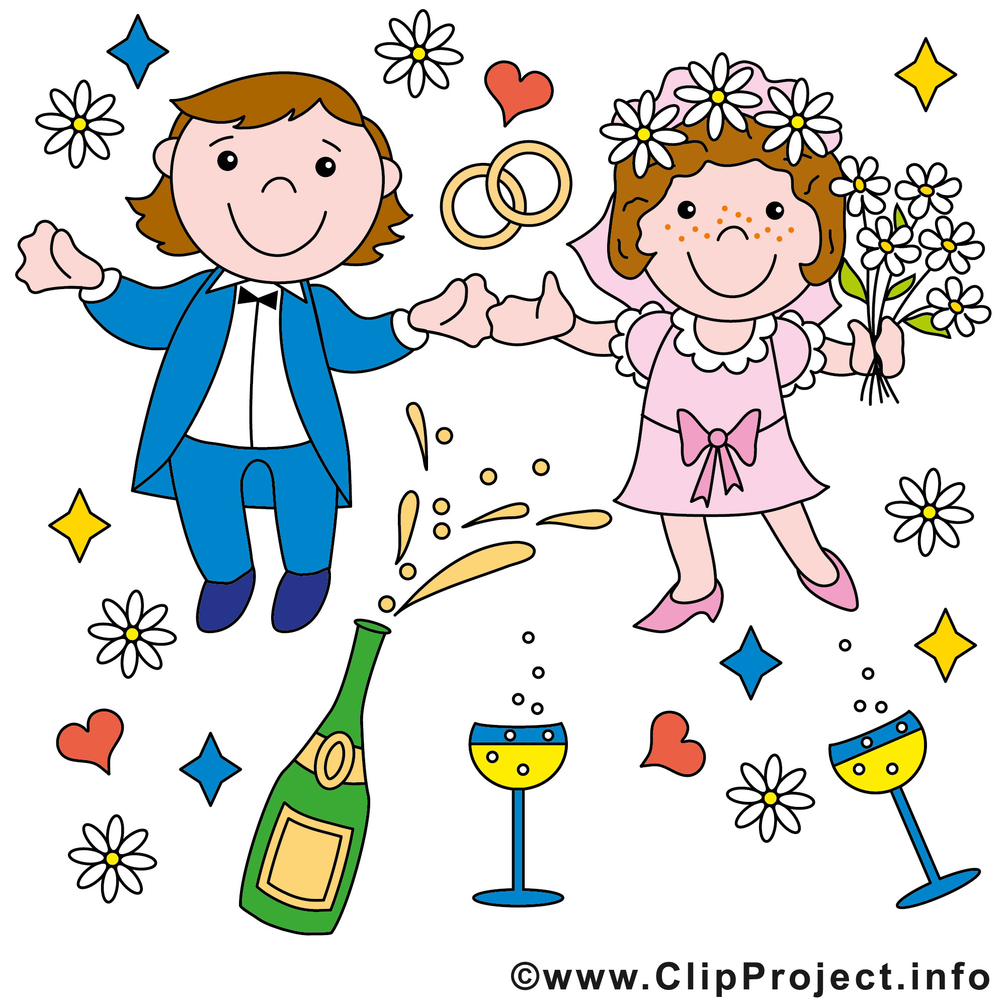 Hochzeit Comic
 Brautpaar ic Bild gratis