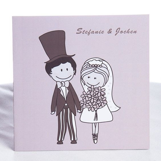 Hochzeit Comic Lustig
 Braut und Braeutigam ic Einladungskarten KP109