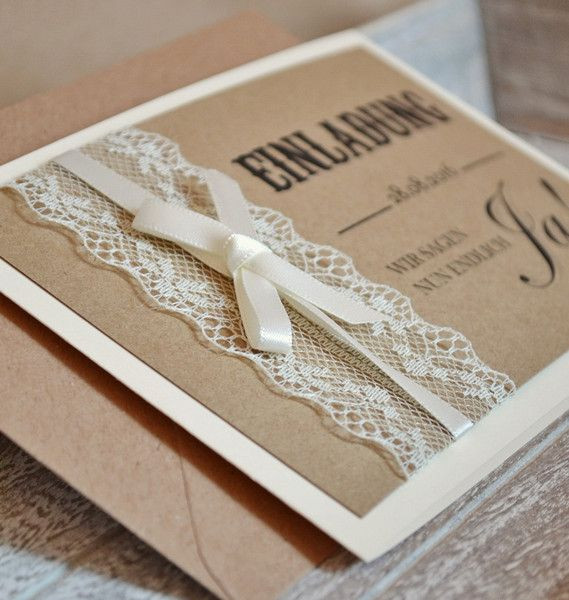 Hochzeit Einladung Vintage
 Einladungskarten Vintage mit Spitze zur Hochzeit von