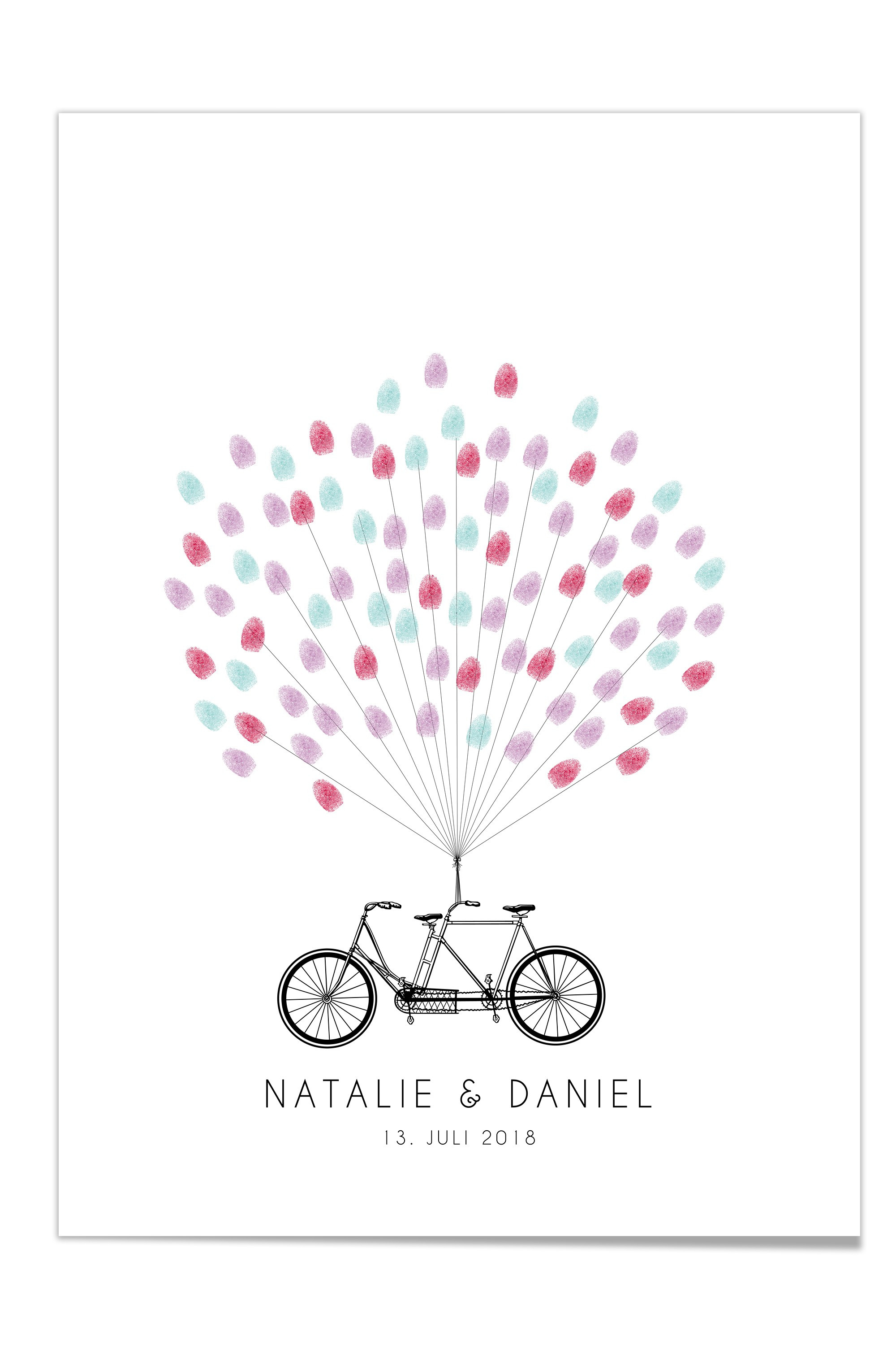 Hochzeit Fahrrad
 Fingerprint Poster zur Hochzeit Design Grusskarten