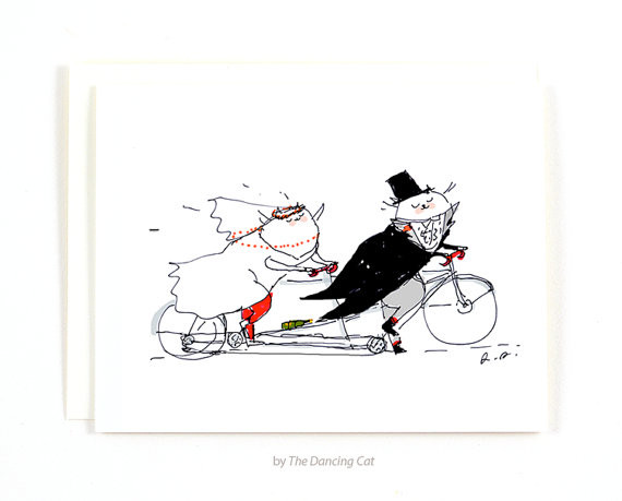 Hochzeit Fahrrad
 Hochzeit Karte Bike Katze Hochzeitskarte lustige