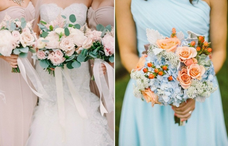 Hochzeit Farben
 Ideen Hochzeit Trend Farben Blau Rosa Straeusse Lachsfarbe