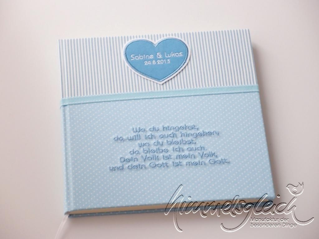 Hochzeit Gästebuch Spruch
 Gästebuch für Hochzeit mit Spruch hellblau