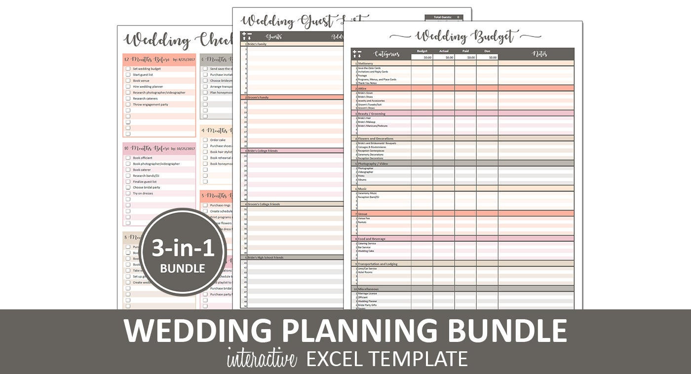 Hochzeit Gästeliste
 Pfirsich Hochzeit Bundle Hochzeit Planung druckbare