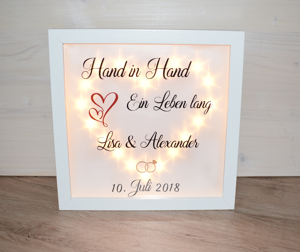 Hochzeit Geschenk Bilderrahmen
 Weiteres ♥ Belechteter Bilderrahmen Geschenk