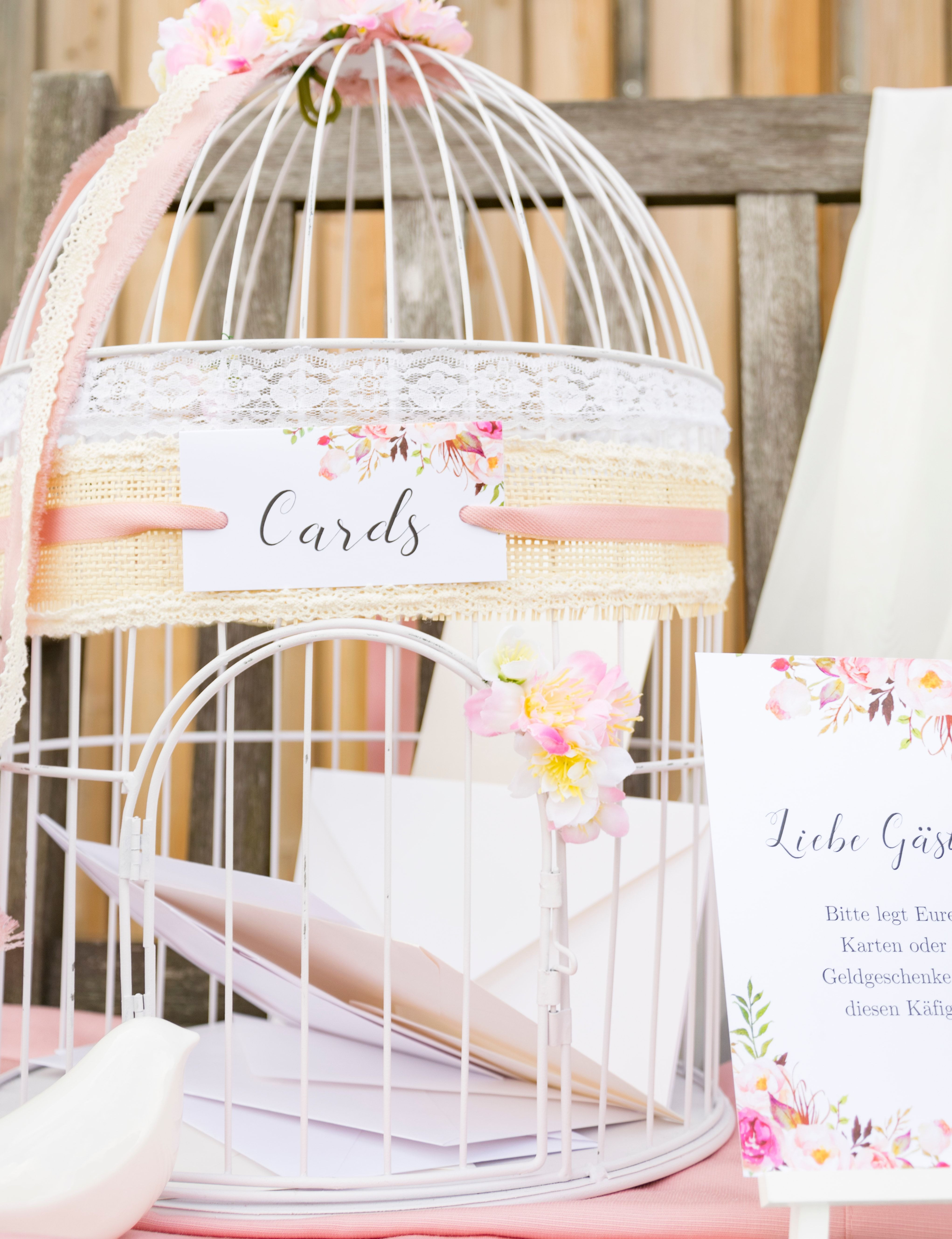 Hochzeit Geschenkbox
 Der Vintage Vogelkäfig als Briefbox und Bitte um