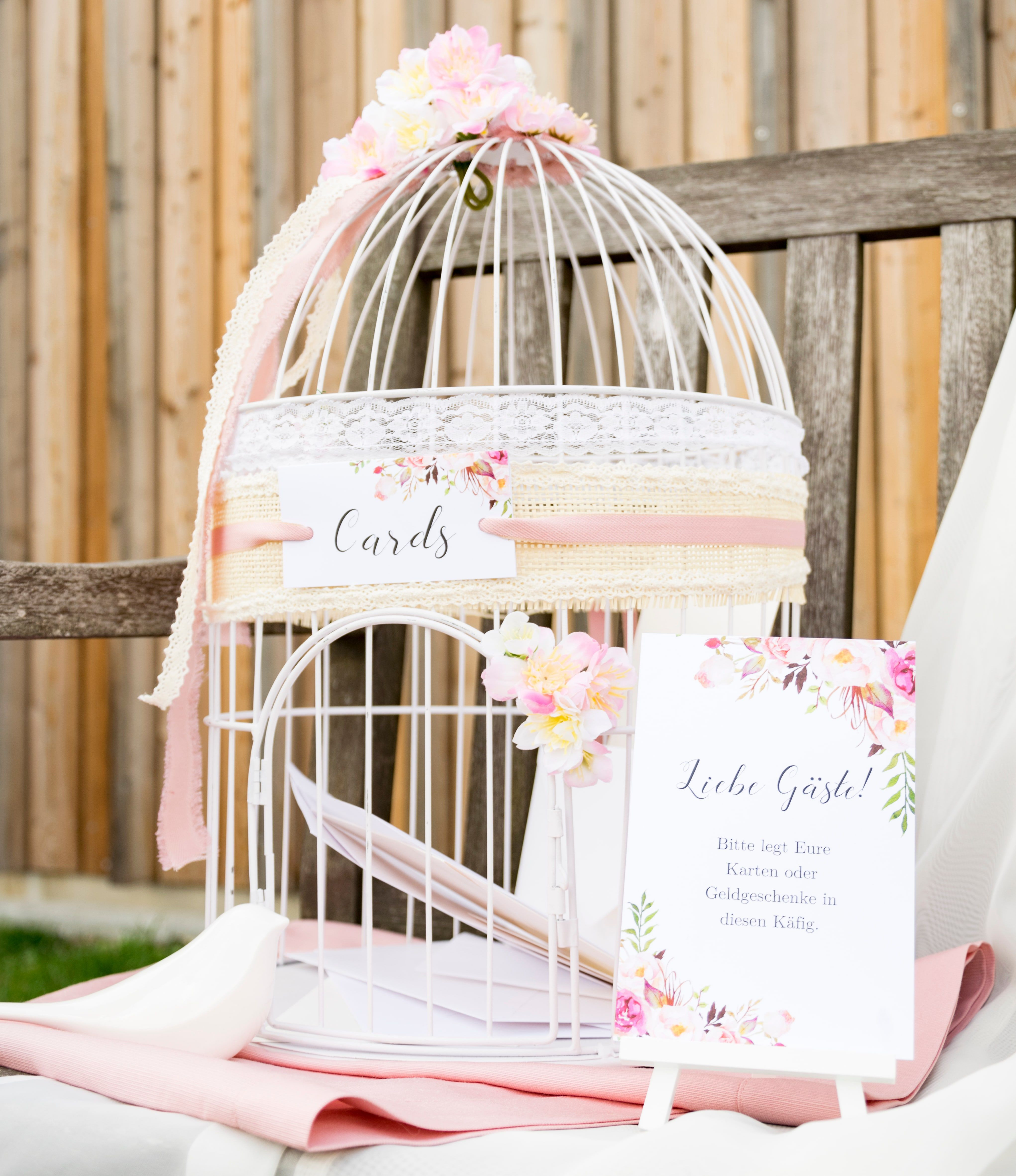 Hochzeit Geschenkbox
 Der Vintage Vogelkäfig als Briefbox und Bitte um