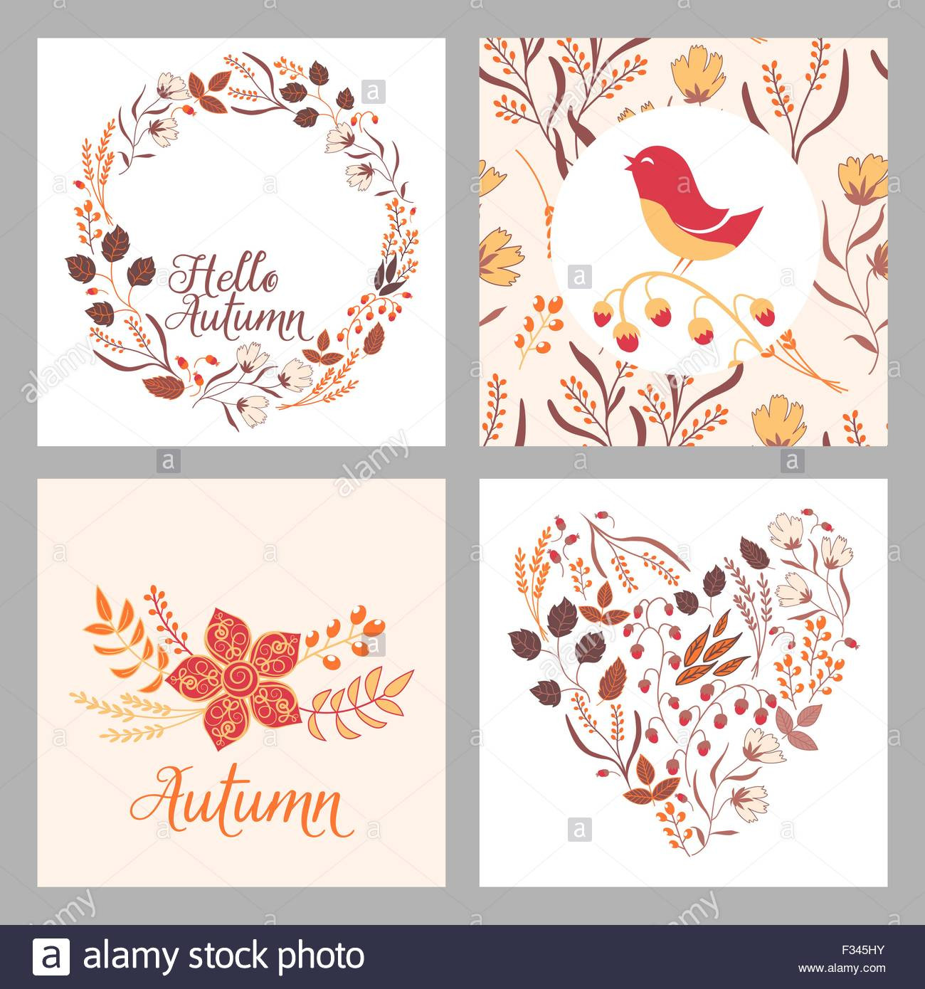 Hochzeit Grafik
 Herbst Hochzeit Grafik set mit Kränze Herzen Einladung