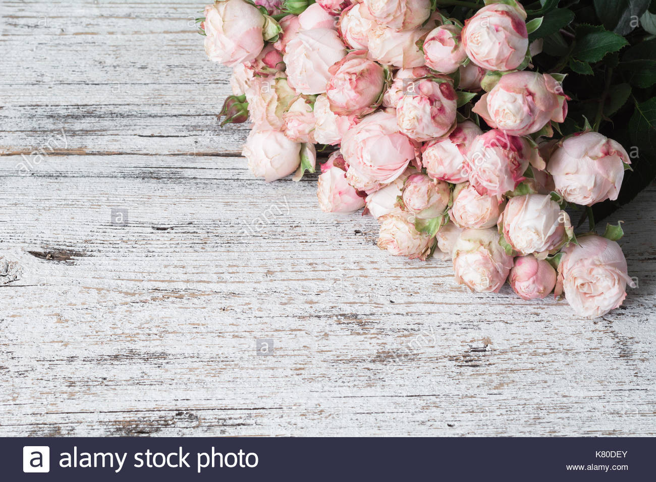 Hochzeit Hintergrund
 Rosen auf vintage Holz Hintergrund Floral frame