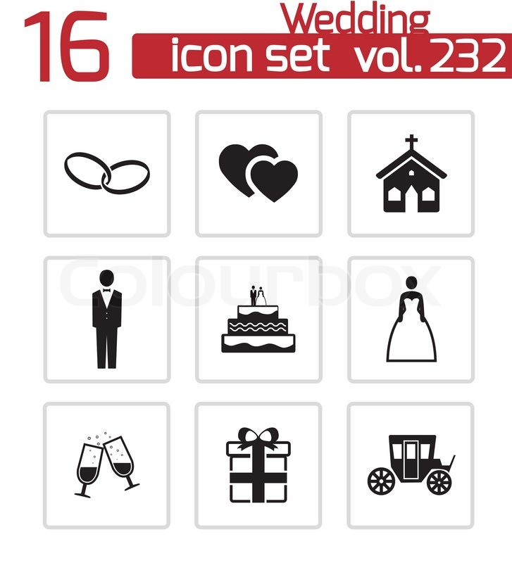 Hochzeit Icon
 Vektor schwarz Hochzeit Icons set Vektorgrafik