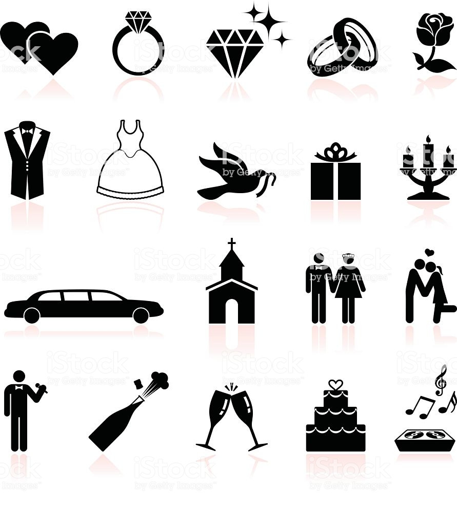 Hochzeit Icon
 Hochzeit Schwarz Und Weiß Lizenzfreie Vektor Iconset