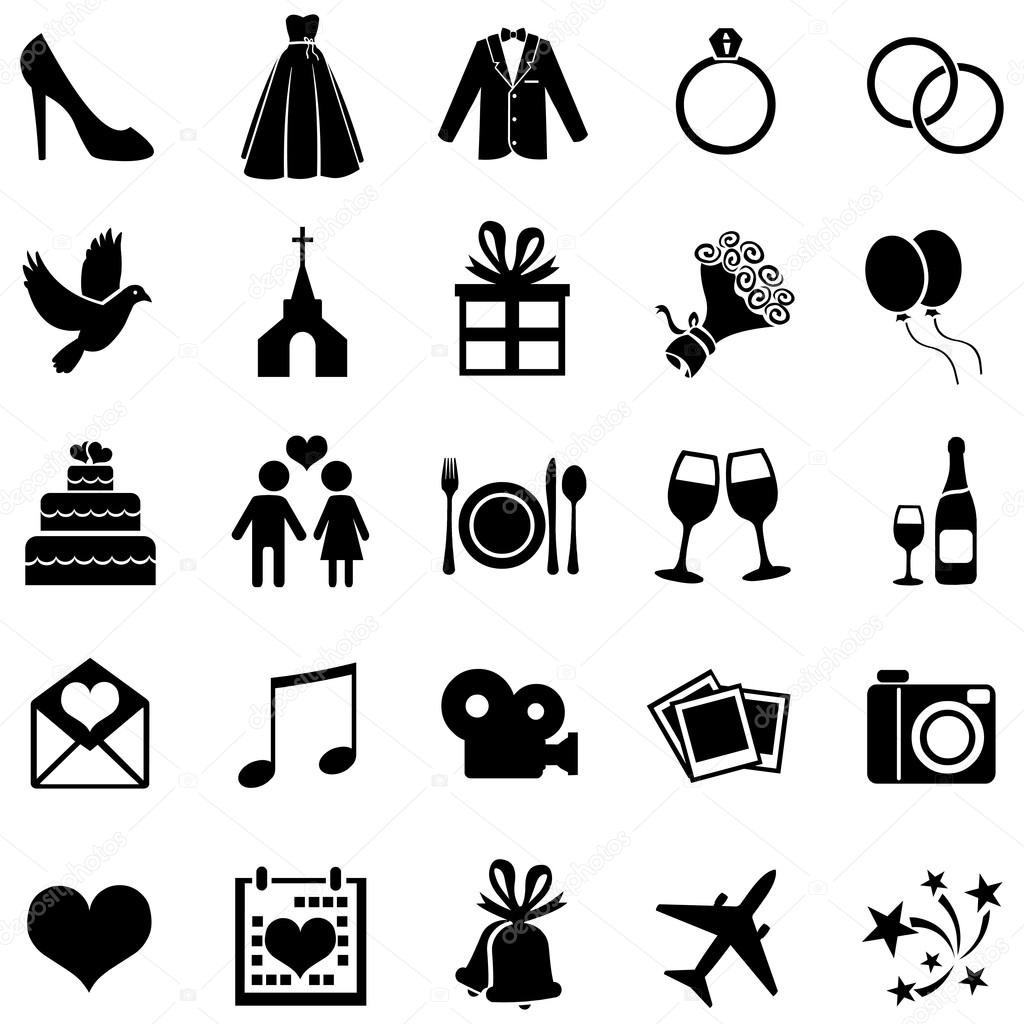 Hochzeit Icons
 Satz von 25 Hochzeit Symbole — Stockvektor © nikiteev