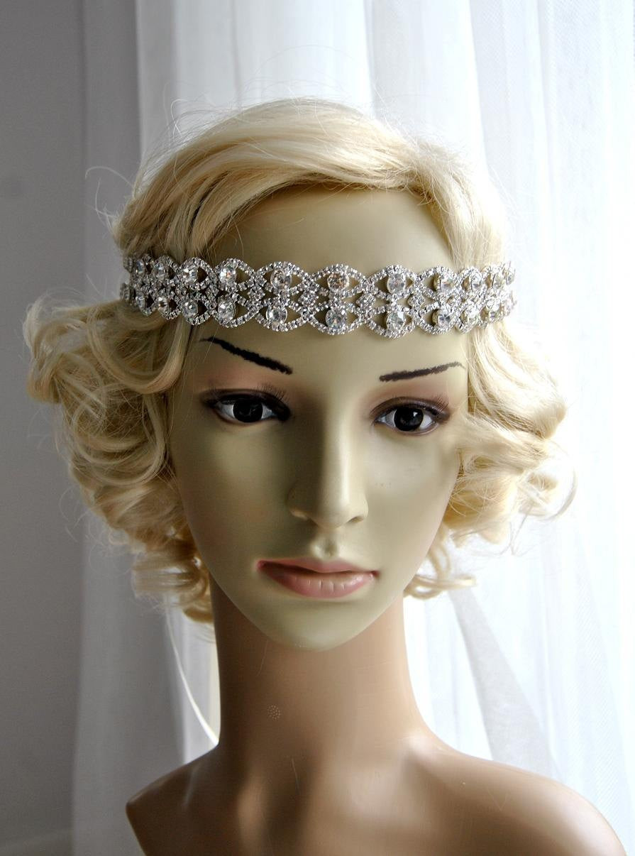 Hochzeit Kopfschmuck
 Hochzeit Kopfschmuck Strass Stirnband binden Great Gatsby