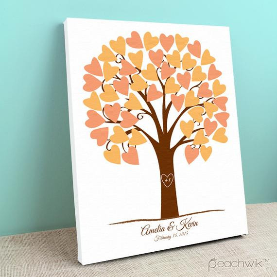 Hochzeit Leinwand
 Hochzeit Gast Buch Leinwand Herz Tree Peachwik von peachwik