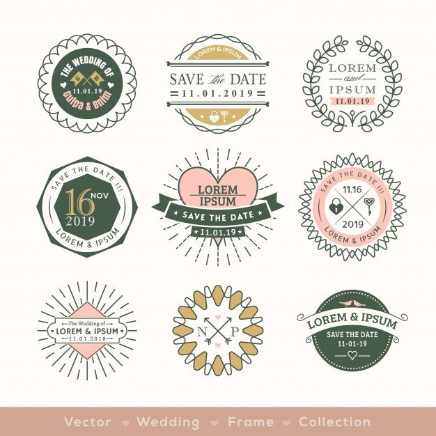 Hochzeit Logo
 Retro moderne hochzeit logo rahmen abzeichen vektor design