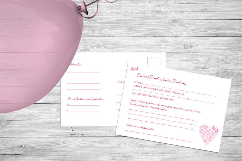 Hochzeit Luftballons Steigen Lassen
 Ballonkarten zur Hochzeit Individuelle Postkarten zum