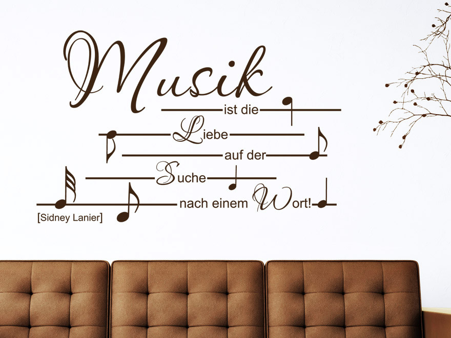 Hochzeit Musik
 Verschnörkeltes Wandtattoo Zitat Musik ist von