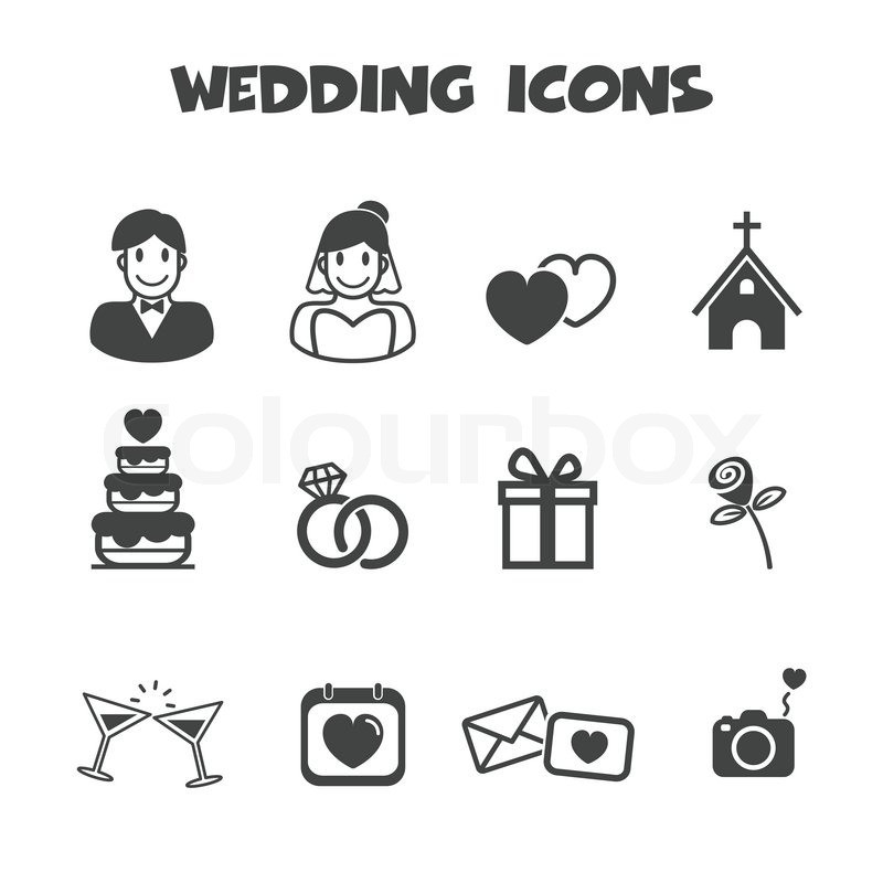 Hochzeit Piktogramm
 Hochzeit Symbole Stock Vektor