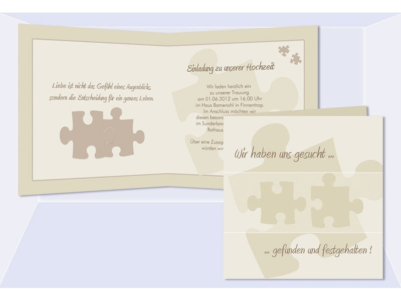 Hochzeit Puzzle
 Einladungskarten Hochzeit Hochzeitskarte Puzzle