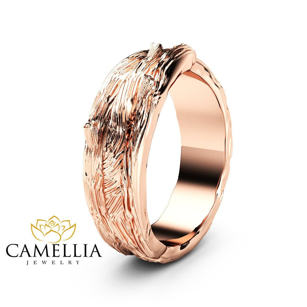 Hochzeit Ring
 Zweig Design Hochzeit Ring 14K Solid Rose Gold Engagement Ring
