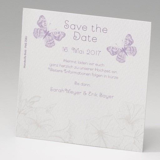 Hochzeit Save The Date
 Save the date Karten zur Hochzeit mit zwei Schmetterlingen